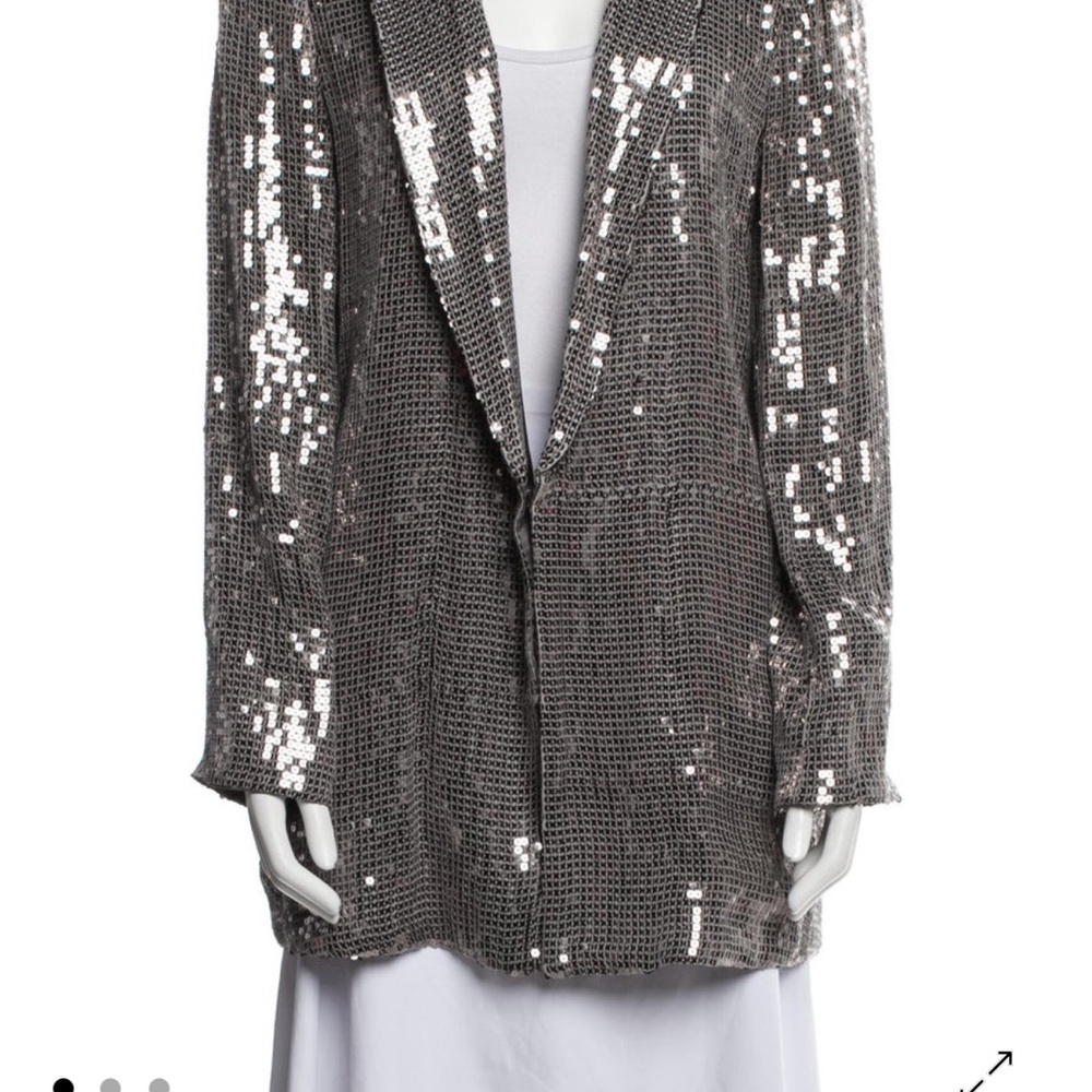 Alice + Olivia Silver Sequin Blazer